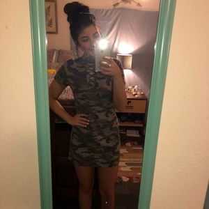 Camo dress with a cross cross neck!!